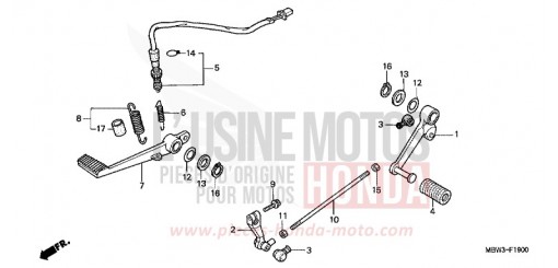 BRAKE PEDAL/CHANGE PEDAL CBR600FR1 de 2001